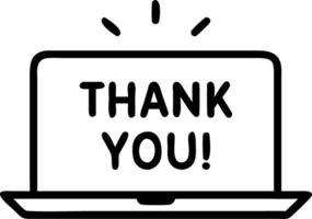 Glowing Thank You message hovering over a laptop screen to express gratitude and appreciation in digital communications vector