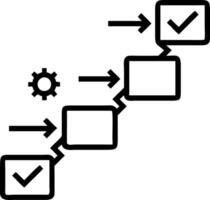 Glowing steps complete interactively in sequence representing step by step workflow and process management vector