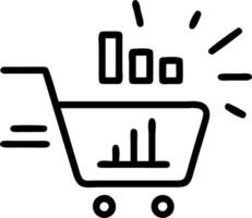 Glowing shopping cart surrounded by e commerce performance metrics displayed on a digital retail analytics dashboard vector