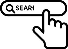 Glowing search bar hologram being operated by a hand representing holographic search in a digital interface for information retrieval Set 2 vector