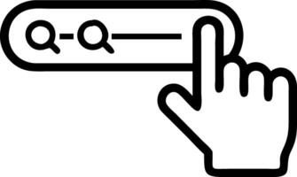 Glowing search bar hologram being operated by a hand representing holographic search in a digital interface for information retrieval vector