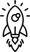 Glowing rocket symbolizing growth innovation and startup success in a futuristic business environment vector