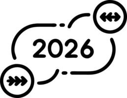 Glowing roadmap with milestones labeled 2026 and beyond illustrating future planning and strategic roadmap development vector