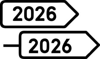 Glowing holographic timeline from 2026 to 2027 with years being highlighted interactively to represent future planning in business strategy vector