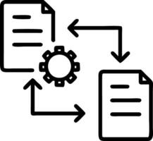 Glowing icons represent data flow between systems ensuring smooth operations and illustrating data workflow vector