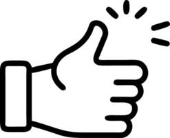 Glowing hand icon showing approval or successful interaction representing digital thumbs up in a user interface vector
