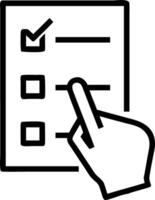 Glowing checklist on holographic interface being marked off by a hand to illustrate task management in digital workflows vector