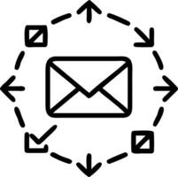 Glowing email icon surrounded by task completion indicators representing email automation workflows Set 2 vector