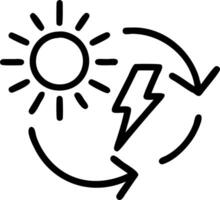 Glowing arrow hologram representing energy flow with icons for wind and solar energy representing energy efficiency flow in a digital sustainability dashboard vector