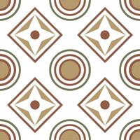 Geometric retro seamless tile pattern earth tones on white background ideal for natural interiors vector