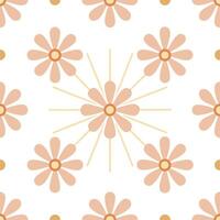Gentle spring sunshine seamless pattern with soft rays and light floral elements for peaceful elegant designs vector