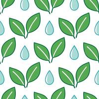 Gentle rain showers seamless tile pattern with droplets on leaves symbolizing spring rejuvenation vector