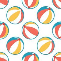 Fun beach balls seamless tile pattern with vibrant colors and playful summer vibes vector