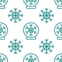 Frosty snowflake and snow globe seamless tile pattern with magical winter elements Set 2 vector