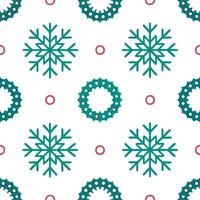 Frosty snowflake and holiday wreath seamless tile pattern with festive winter elements Set 3 vector
