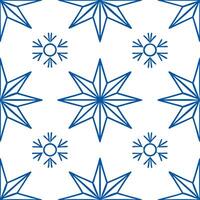 Frosty snowflake and holiday star seamless tile pattern with glowing winter accents vector