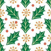 Frosty snowflake and holiday wreath seamless tile pattern with festive winter elements vector