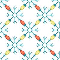 Frosty snowflake and holiday lights seamless tile pattern with sparkling winter accents Set 2 vector