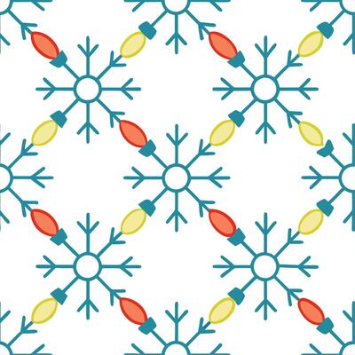 Frosty snowflake and holiday lights seamless tile pattern with sparkling winter accents Set 2