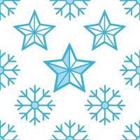 Frosty snowflake and Christmas star seamless tile pattern with sparkling holiday accents vector
