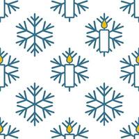 Frosty snowflake and candlelight seamless tile pattern with warm winter glow vector