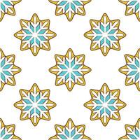Frosty snowflake and Christmas cookie seamless tile pattern with sweet holiday elements vector