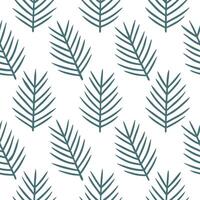 Frosty evergreen seamless tile pattern with snow dusted pine needles and branches vector