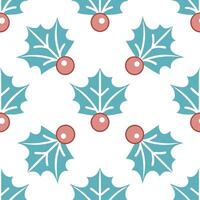 Frost covered berries seamless tile pattern with icy accents and winter hues vector