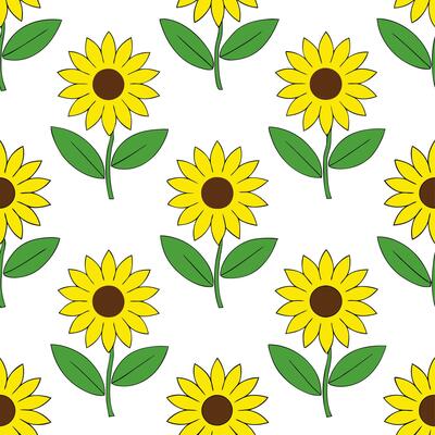 Fresh sunflower seamless tile pattern with bright yellow petals and sunny dispositions