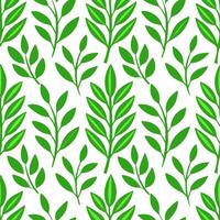 Fresh spring greenery seamless tile pattern featuring vibrant green leaves ferns and tender shoots vector