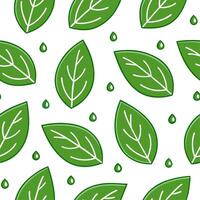 Fresh spring nature seamless pattern with crisp green leaves and dewdrops for a revitalizing spring aesthetic vector