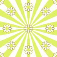 Fresh spring sunshine seamless pattern with vibrant light rays and blooming flowers for energizing spring visuals Set 2 vector
