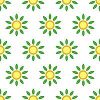 Fresh spring sunshine seamless pattern with vibrant light rays and blooming flowers for energizing spring visuals vector