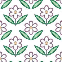 Floral vintage embroidery seamless tile pattern botanical elements isolated white background perfect for garden themes Set 2 vector