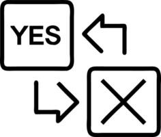Floating interface with Yes and No blocks being moved interactively to represent decision matrix in business decision making vector