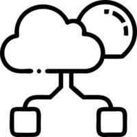 Floating icons of interconnected cloud systems and secure storage holographically representing cloud services and data security vector