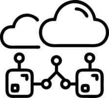 Floating icons of cloud computing AI and blockchain technologies represent digital transformation and technological advancements Set 12 vector