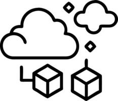 Floating icons of cloud computing AI and blockchain technologies represent digital transformation and technological advancements Set 8 vector