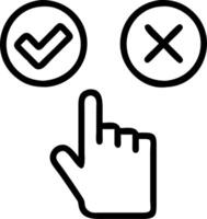 Floating green checkmark and red cross icons being selected interactively in digital interface symbolizing decision making processes vector