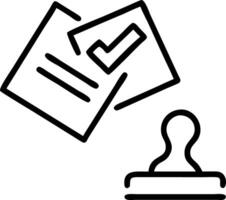 Floating documents being stamped holographically illustrating regulatory approvals and compliance processes in business vector