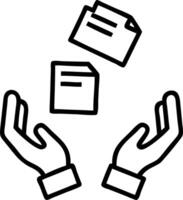 Floating digital documents arranged by interactive hands showing advanced sorting and secure file management solutions vector