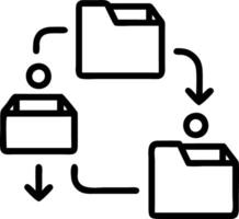 Floating digital folders and files being shared between users illustrating document sharing and collaborative workflows vector