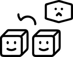 Floating cubes displaying happy and sad emoticons to represent customer sentiment and feedback analysis vector