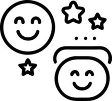 Floating badges and holographic smiley faces representing loyal customers and rewards in a digital customer loyalty system vector