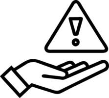 Floating alert triangle interacting with a hands motion in a digital risk management interface vector