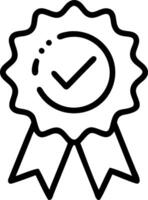 Floating badge represents certifications and quality checks illustrating quality assurance and compliance standards vector