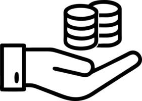 Financial security depicted by a hand holding stacks of coins with holographic vault icons representing secure financial protection in a business setting vector