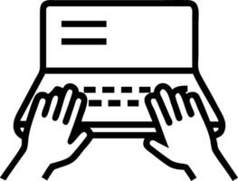 Female hands typing on laptop while sitting at office desk indoors data search technology search engine concept vector