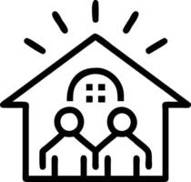 Family Centric Security A glowing house icon with family related safety metrics representing family centric security in a digital security system vector