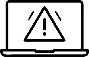 Error warning glowing holographic triangle with exclamation mark on laptop screen in a modern office setup vector